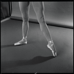 Yvonne Mounsey (?) modeling pointe shoes
