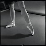 Yvonne Mounsey (?) modeling pointe shoes