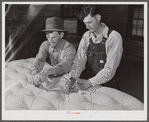 Farmers working in mattress-making unit. Community service center, Faulkner County, Centerville, Arkansas (see general caption)
