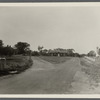 View of road to Accabonac (Springs). Left: Johnston Parsons house (Geo. Parsons now), Next: T.L. Miller (1873), Center: Ashawagh Hall (former School No. 4), Right: Church. Springs, East Hampton