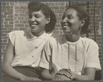 Portrait of two women smiling