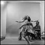 Curtiss James with unidentified dancer and drummer
