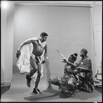 Curtiss James with unidentified dancer and drummer