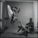 Curtiss James with unidentified dancer and drummer