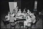 Brandon Maggart [left], Alice Childress, Ruby Dee, James Broderick, Hilda Haynes, Clarice Taylor and unidentified others in rehearsal for the stage production Wedding Band