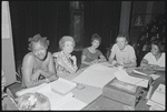 Alice Childress, Ruby Dee, James Broderick, Hilda Haynes and unidentified [left] in rehearsal for the stage production Wedding Band