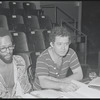 Brandon Maggart [center] and unidentified others in rehearsal for the stage production Wedding Band
