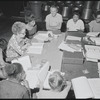 Juanita Clark, Alice Childress, Ruby Dee, James Broderick, Hilda Haynes, Clarice Taylor and unidentified others in rehearsal for the stage production Wedding Band