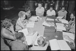 Juanita Clark, Alice Childress, Ruby Dee, James Broderick, Hilda Haynes, Clarice Taylor and unidentified others in rehearsal for the stage production Wedding Band