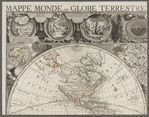 Mappe monde, ou globe terrestre, en deux plans hemispheres 