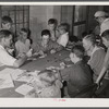 The assembly building is always open for games, reading, recreation and meetings at Osceola migratory labor camp. Belle Glade, Florida