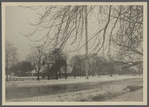 View of East side Main Street, south of Dunemere Lane. Mulford house left. St. Luke's Presbyterian Episcopal Church center. John Howard Payne house right. East Hampton, East Hampton