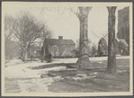 John Howard Payne house and windmill. East side Main Street. Mulford house on left, Episcopal Church on right. East Hampton, East Hampton