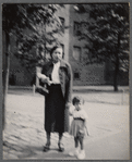 Jeanie holding hands with Jean Blackwell Hutson, June 11, 1954