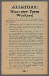 “Attention! Migratory Farm Workers” Educational Bulletin 