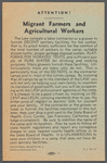 “Attention! Migratory Farm Workers” Educational Bulletin