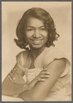Joan sitting for studio portrait