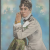 Portrait of woman with diamond ring, tinted