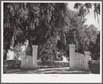 Gate and grounds of old plantation house near Schriever, Louisiana