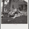 Family reunion on front lawn on Sunday near Lawrenceburg, Kentucky.