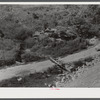 Ledge of rock fenced in and used as shelter for stock by mountain family. Near Jackson, Kentucky.