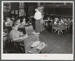 One-room schoolhouse showing overcrowded conditions and the need for repairs and equipment. Breathitt County, Kentucky.