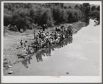 Members of the Primitive Baptist Church in Morehead, Kentucky, attending a creek baptizing by submersion.