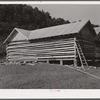 Modern log house under construction near Morehead, Kentucky.