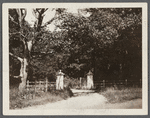 View of entrance gate to Sylvester Manor. Shelter Island, Shelter Island