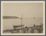 View of Northport harbor from Mitchell House, Woodbine Ave. Boats on water. Northport, Huntington