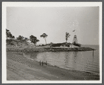 View of beach and lookout tower on rocky point.  Long Beach, Hempstead