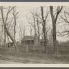 Former schoolhouse. East side of road to Middle Island, north of Main Street, on Nathaniel Tuthill grounds, south of house. Moved (back from road?) to this location. Yaphank, Brookhaven