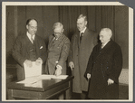 Willam B. Roulstone, Albert S. Bard, Harold A. Caparn, and Albert E. Henschel at organization meeting of Advisory Committee for Conservation of Parksry Committee for Conservation of Parks