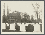 View of cemetery at Friends Meeting House. South side Jericho Turnpike. House built 1689, rebuilt about 1780. Jericho, Oyster Bay