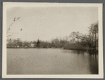 View of J.J.? Hawkins house (1873). North side Mill Street, on Willow Lake (part of Connetquot River). Looking north across lake. Yaphank, Brookhaven