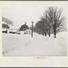 Highway and farm during snowstorm. Near Barnard, Windsor County, Vermont.