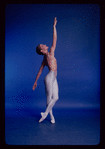 Studio publicity photograph of American Ballet Theatre dancer Lisa Lockwood performing Voluntaries by Glen Tetley