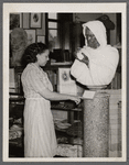 Ira Aldridge statue; a view of Schomburg Collection in the old building of 135th St Branch N.Y. Public Library  