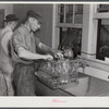 E.O. Foster's son (tenant purchase family) washing milk bottles in their Caswell Dairy. Caswell County, North Carolina.