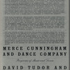 Translucent program cover for Programs of Music and Dance by Merce Cunningham and Dance Company