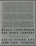 Translucent program cover for Programs of Music and Dance by Merce Cunningham and Dance Company