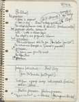 Merce Cunningham's handwritten notes for the dance Travelogue