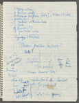 Merce Cunningham's handwritten notes for the dance Travelogue