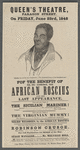 Program for benefit featuring Ira Aldridge at the Queen's Theatre in Hull England
