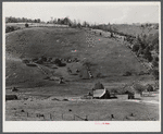 Looking down on farm from Blue Ridge Parkway, Virginia.