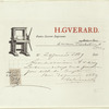 H.GVERARD. Peintre, Graveur, Imprimeur: Receipt for Samuel Putnam Avery dated 20 January 1889