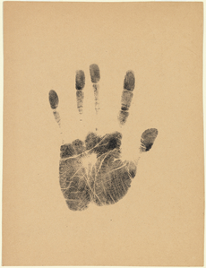 Imprint of the artist's left hand