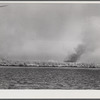 Before the trappers start trapping their land they set fire to the marshes, so they can get around and find the muskrat houses and "runs" easily. The houses are not burned as they are surrounded by water. Delacroix Island, Saint Bernard Parish, Louisiana.