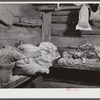 Some of the home-raised meat in the smokehouse of Josh Calahan's farm. Southern Appalachian Project near Barbourville, Knox County, Kentucky.