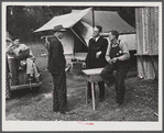 Travelling preacher, Reverend C.L. Bullard, with Jonathan Daniels and construction workers from Monroe, Louisiana. Alexandria, Louisiana.